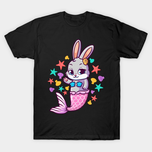 Cute Bunny Mermaid Swimming Bunnies T-Shirt by theperfectpresents